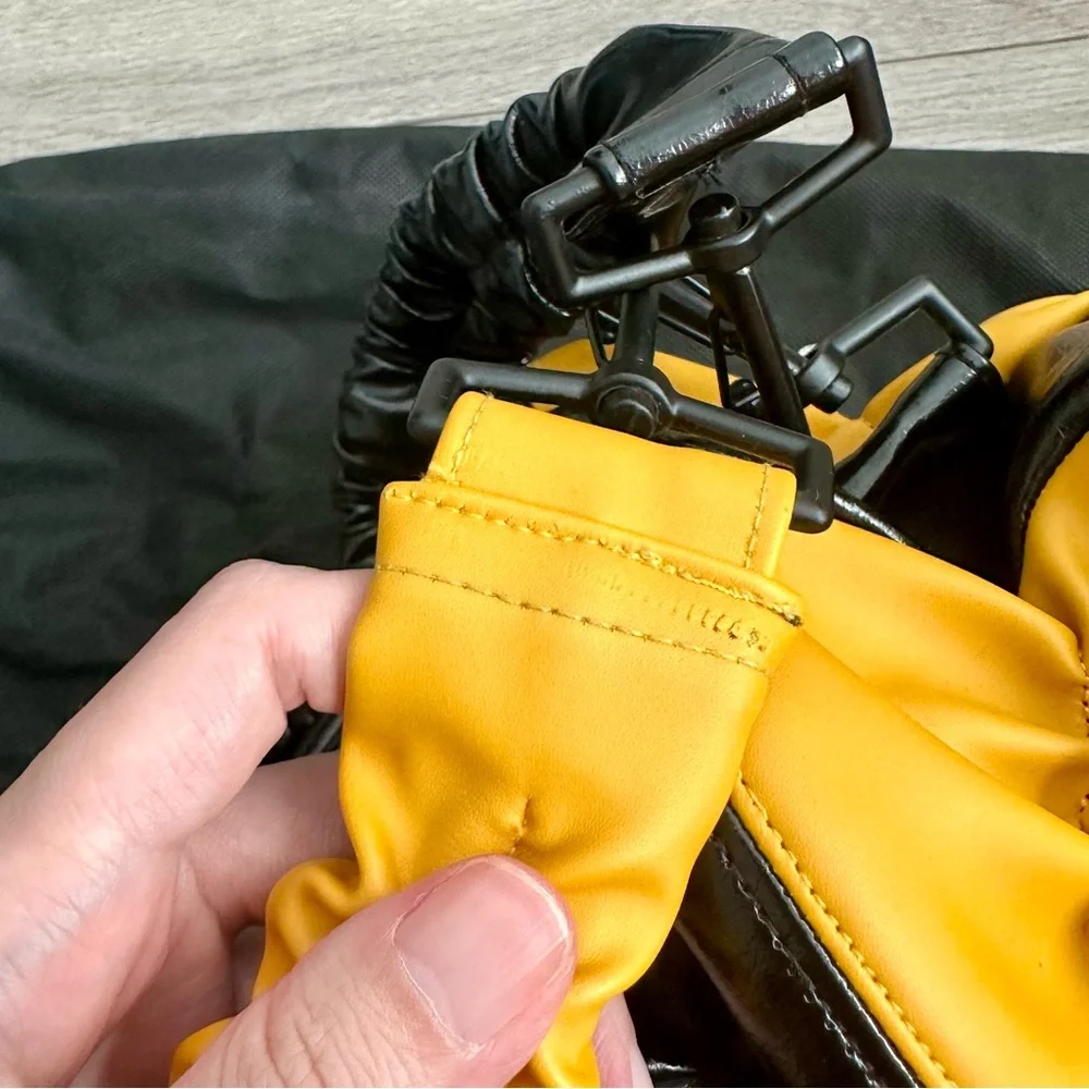 Tokyo James Small Ata Rodo Bag Yellow Black Ruched Crossbody Handbag NWT⁠